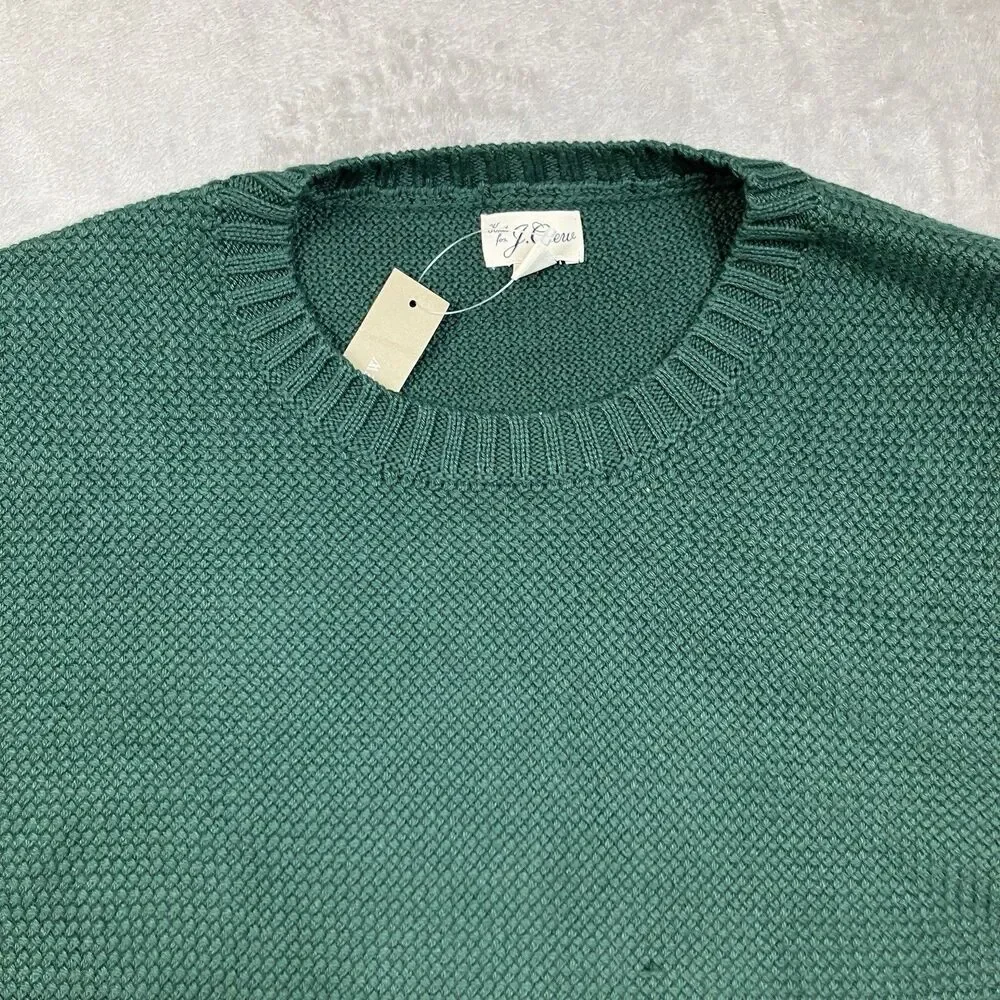 J Crew Sweater Mens S Green Crewneck Premium Basket-stitch Business Casual